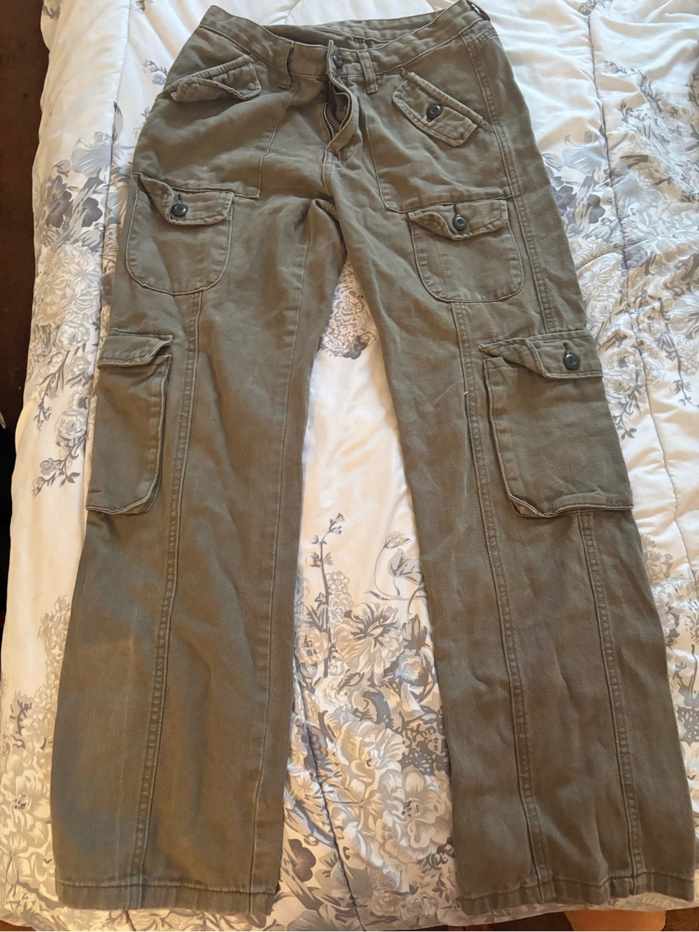 Olive Green Cargo Pants with Multiple Pockets